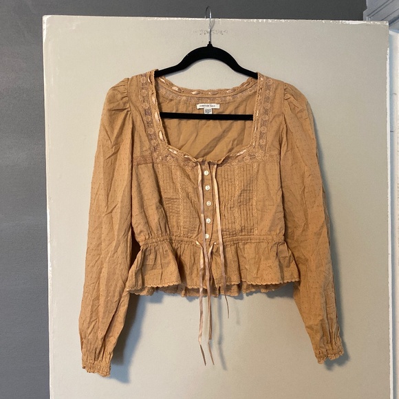 American Eagle Tan Blouse XS - Picture 1 of 3